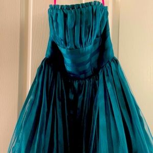 Betsey Johnson Teal Strapless Dress